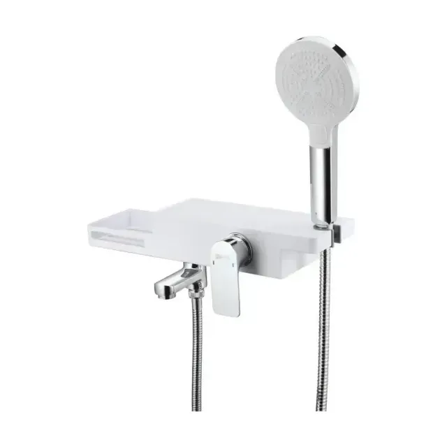 Смеситель Lemark Unibox LM6914CW для ванны и душа хром/белый