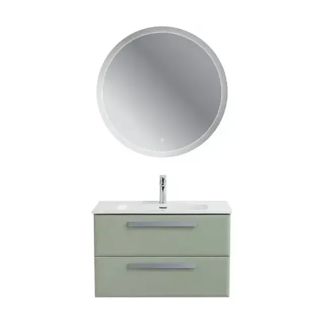 Комплект мебели Cezares Эко-Кер-Н (Eco-Cer-N) 80 светло-зеленый матовый (раковина CZR-8095-80, ручки серые)