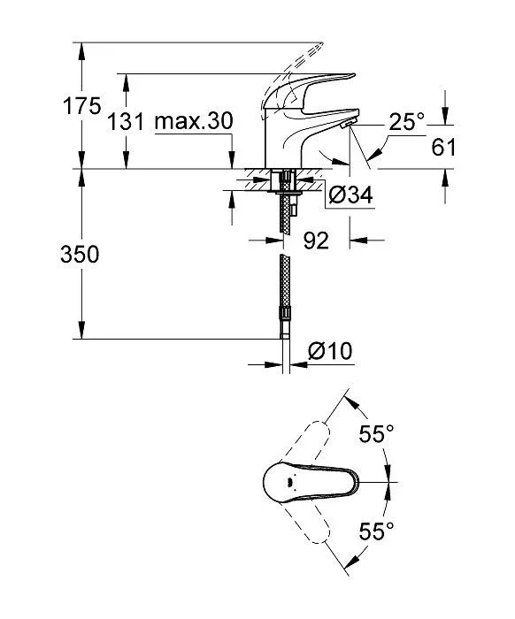 Смеситель Grohe Euroeco 32734000 для раковины