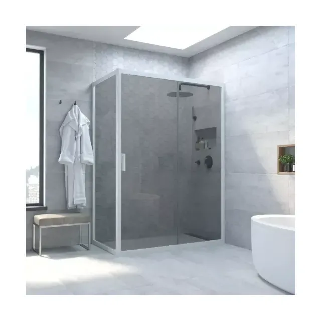 Душевой уголок ZP+ZPV NOVO h2000 115*90 01 07, профиль белый, стекло графит