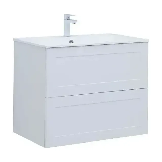 Тумба с раковиной Aquanet Терра 80 белый матовый Soft Touch (тактильный матовый) раковина Электра 80