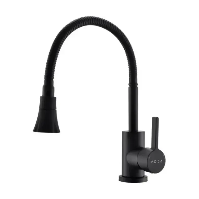 Смеситель для кухни Voda KF 36B с гибким изливом, черный