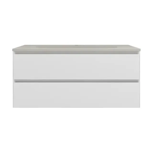 Тумба с раковиной Vincea Люка Софт-Тач (Luka Soft-Touch) 100 белый матовый раковина серый шелк