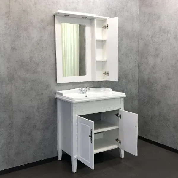 Зеркало-шкаф Comforty Палермо 80 белый глянец R
