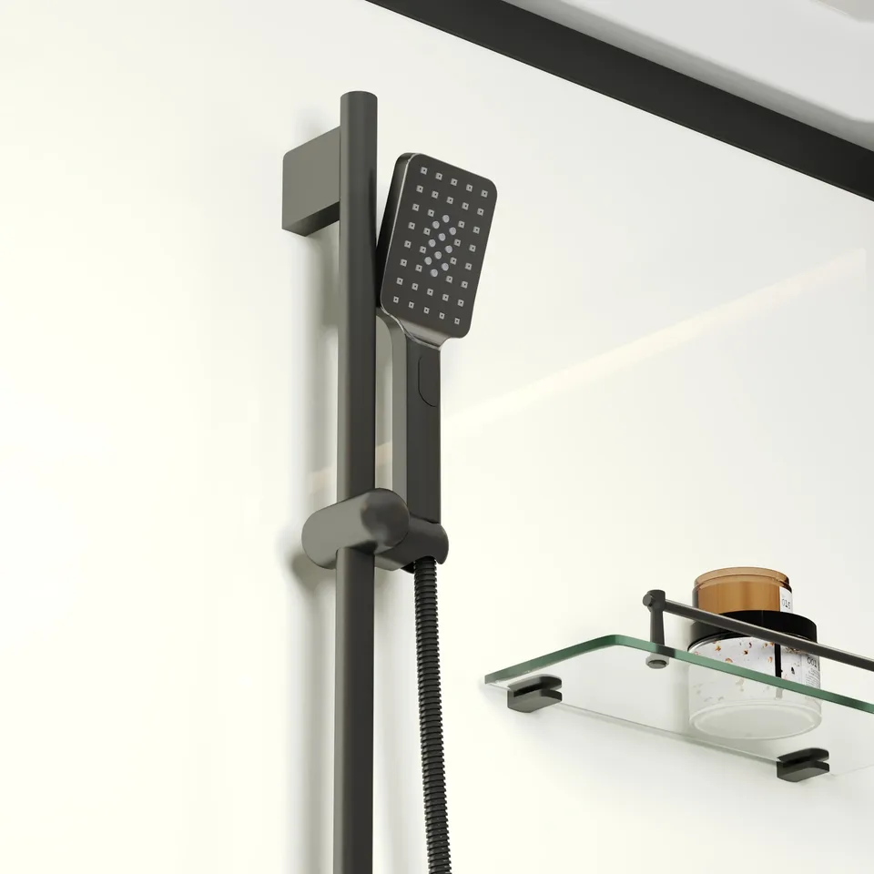 Душевая кабина Niagara Standart ST120/90/15Q/BL (120х90х215) прямоугольник,поддон 15см,распашная,проф.черный,3 места