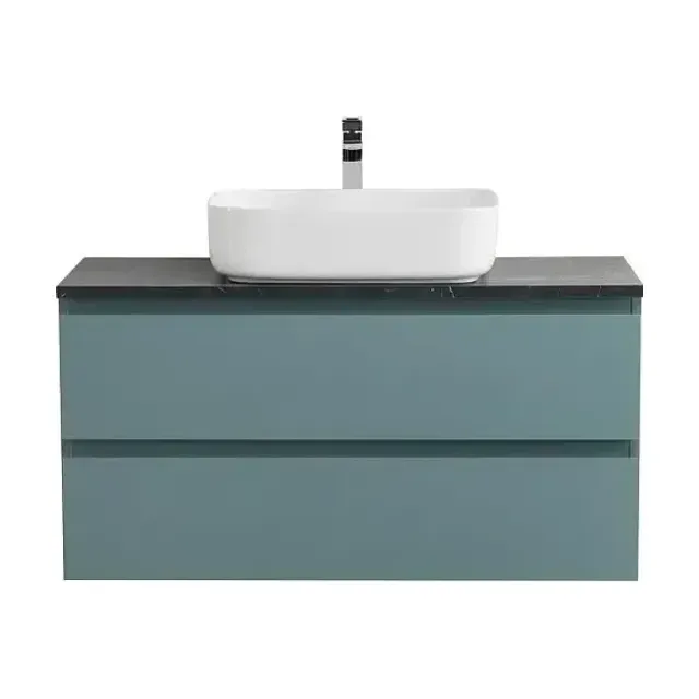 Тумба с раковиной BelBagno Крафт (Kraft) 100 голубая матовая со столешницей черный матовый мрамор