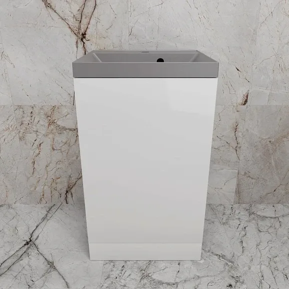 Тумба с раковиной Style Line Моно 50 L/R белый глянец (раковина Asti 50*45 серый шелк)
