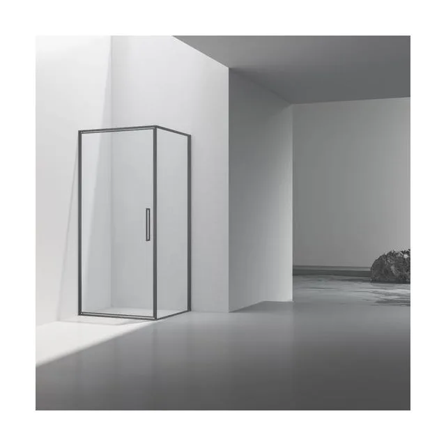 Душевой уголок Vincea Слим 8мм (Slim 8mm) VSR-4SLP9090CLGM 90х90 стекло прозрачное 8 мм профиль вороненая сталь без поддона
