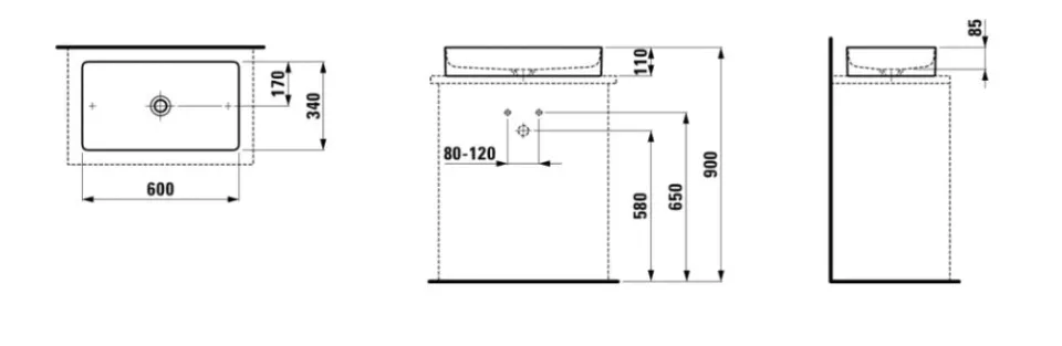 Накладная раковина Laufen Living Square 60*34
