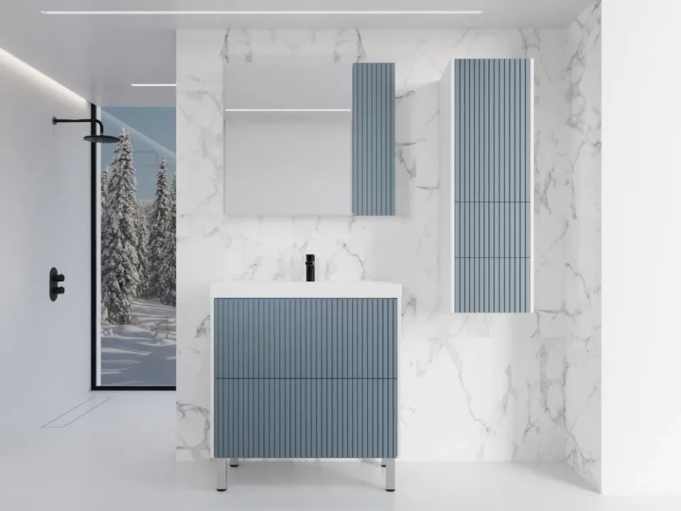 Зеркало-шкаф Style Line Стокгольм 80 L/R графит рифленый софт