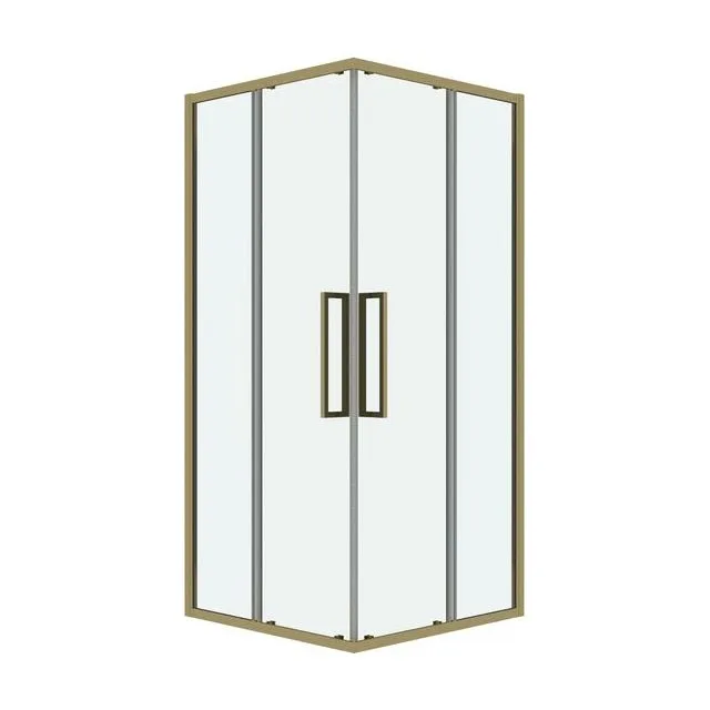 Душевое ограждение Grossman Cosmo 300.K33.02.8080.32.00 (80х80х195) квадрат,раздвижная,золото сатин,стекло прозрачное