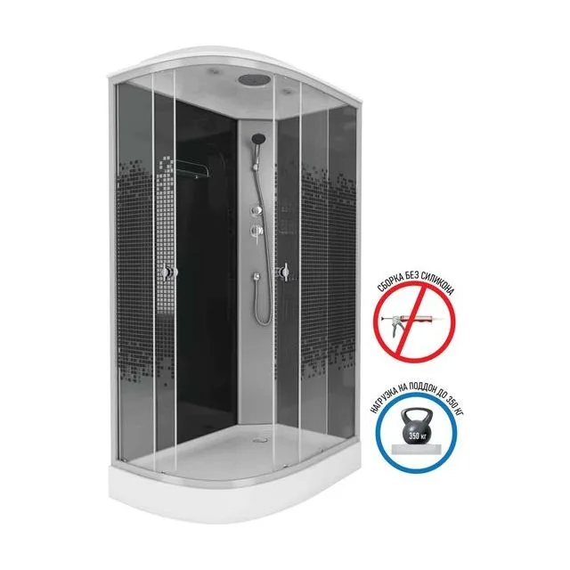 Душевая кабина Niagara Eco NG-4512-14R BLACK (120х80х215) низкий поддон(13см),стекло мозаика