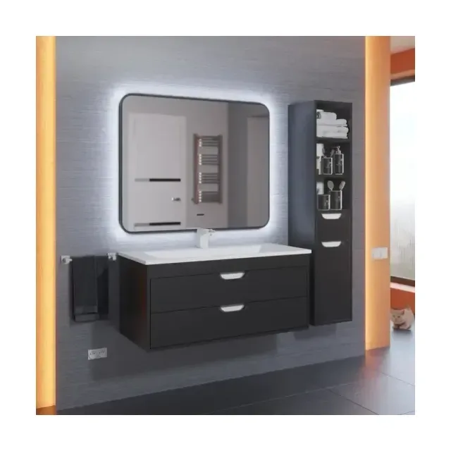 Зеркало Uperwood Modul 80*80 бесконтактный сенсор, антизапотевание, черное, холодная подсветка