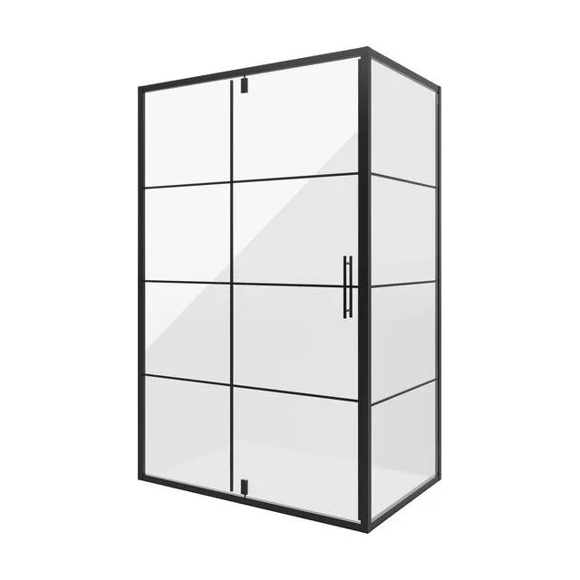 Душевое ограждение Niagara Nova NG-0220-08ВLACK (120х80х195) прямоугольник,черный,дверь распашная,стекло с рисунком