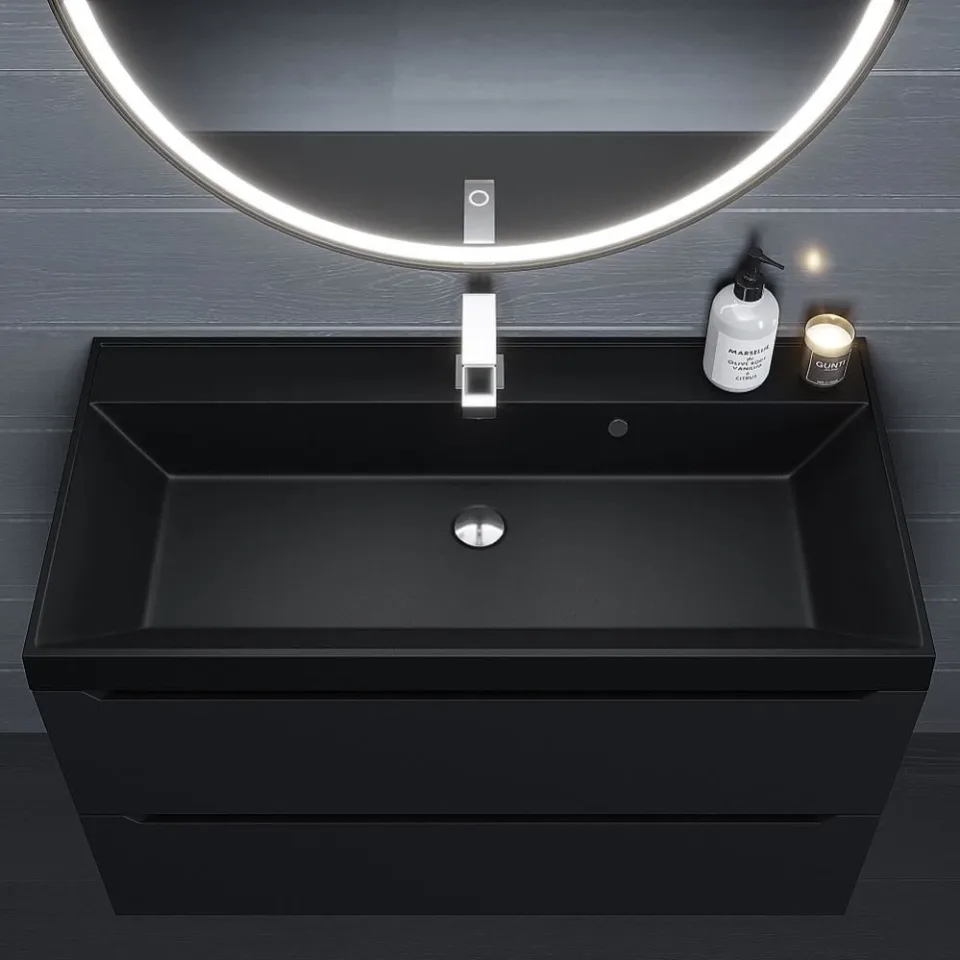 Встраиваемая раковина Uperwood Classic Quartz 90*45 черная матовая, космос
