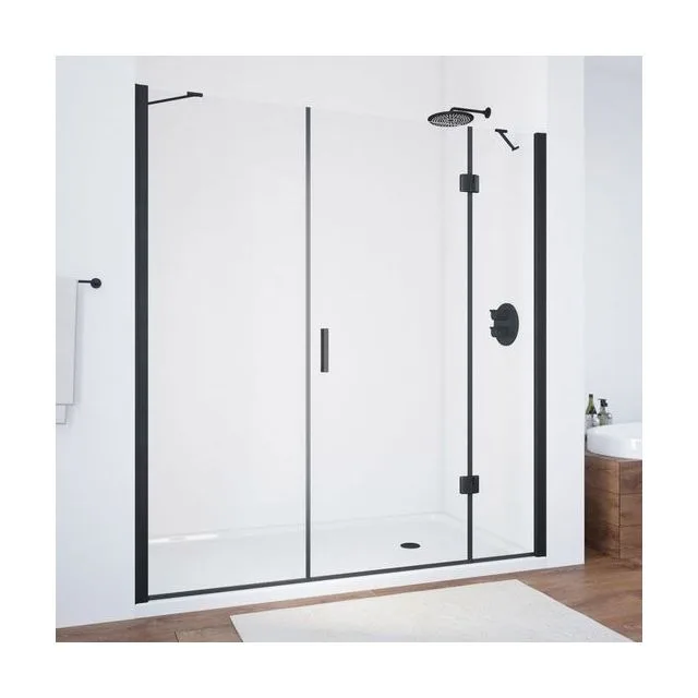 Душевая дверь Vegas-Glass AFP-F NOVO 220×189 см, чёрный матовый, стекло crystalvision