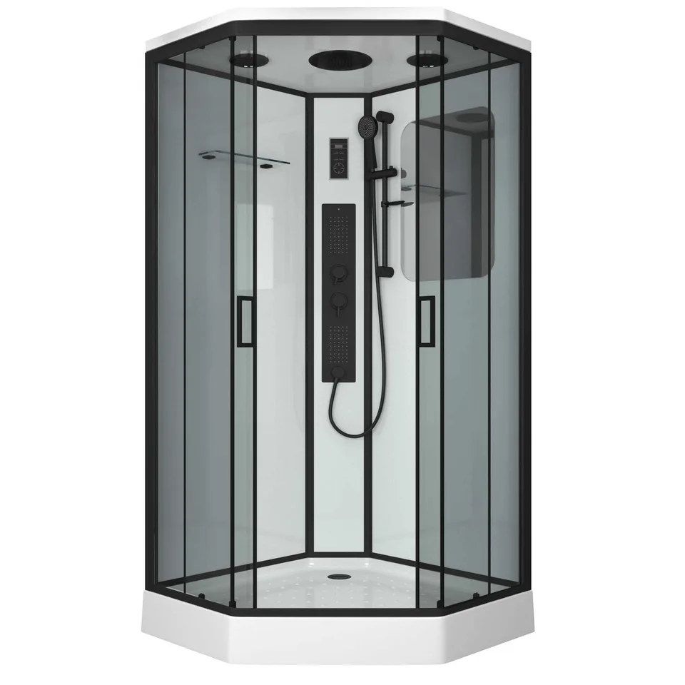 Душевая кабина Niagara Premium NG-6902-01GD BLACK (100х100х220) низкий поддон(16 см),черный,стекло тонированное,4 места