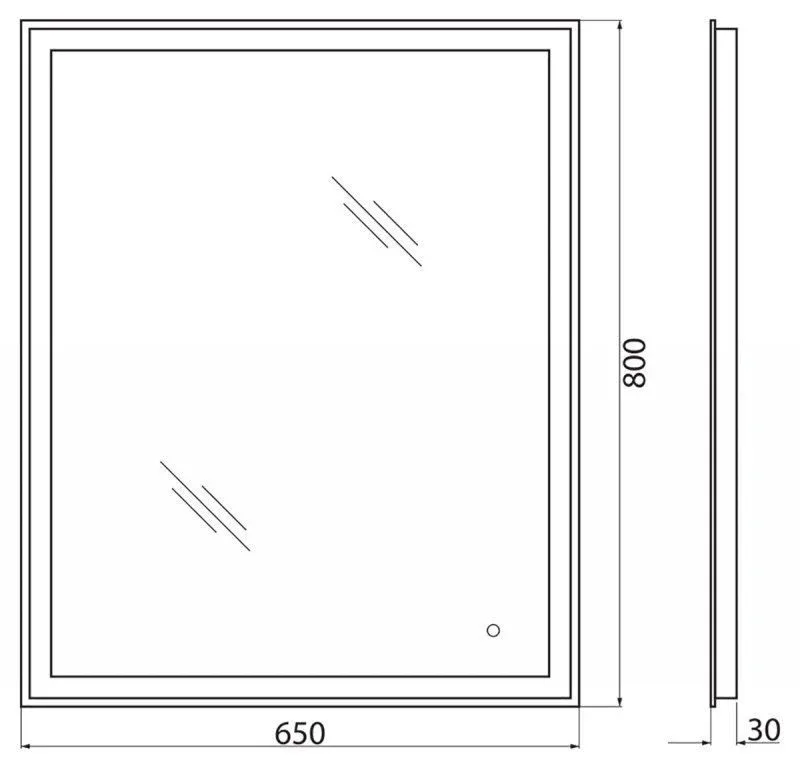 Зеркало BelBagno SPC-GRT-650-800-LED-TCH 65*80 с ЛЕД подсветкой сенсорный выключатель