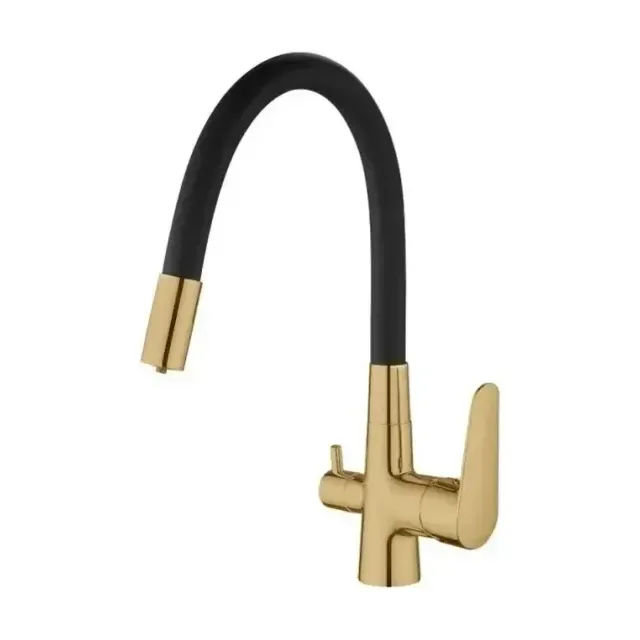 Смеситель Esko Coral CL03GB для кухни с подключением к фильтру, черный, Gold