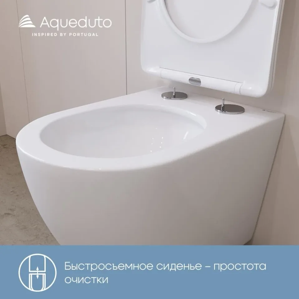 Комплект инсталляции Aqueduto Техника Ново (TECNICA Novo) с безободковым унитазом ОВО Плюс Торнадо (OVO Plus Tornado) белый глянец, клавиша смыва Форма (FORMA) белый глянец