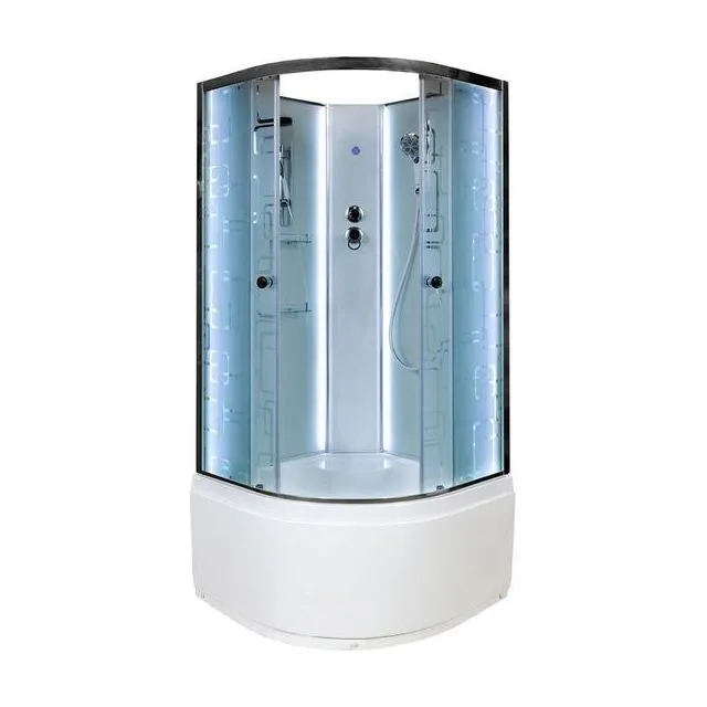 Душевая кабина AvaCan EM5011NLED 110x110 см, Угловая, высокий поддон, без крыши, с электрикой