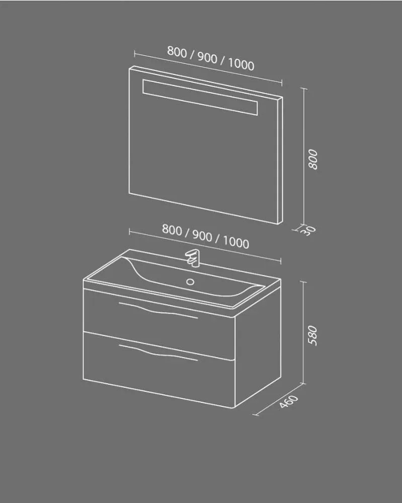 Зеркало SanVit Тандем 80 с Led подсветкой, инфракрасный выключатель