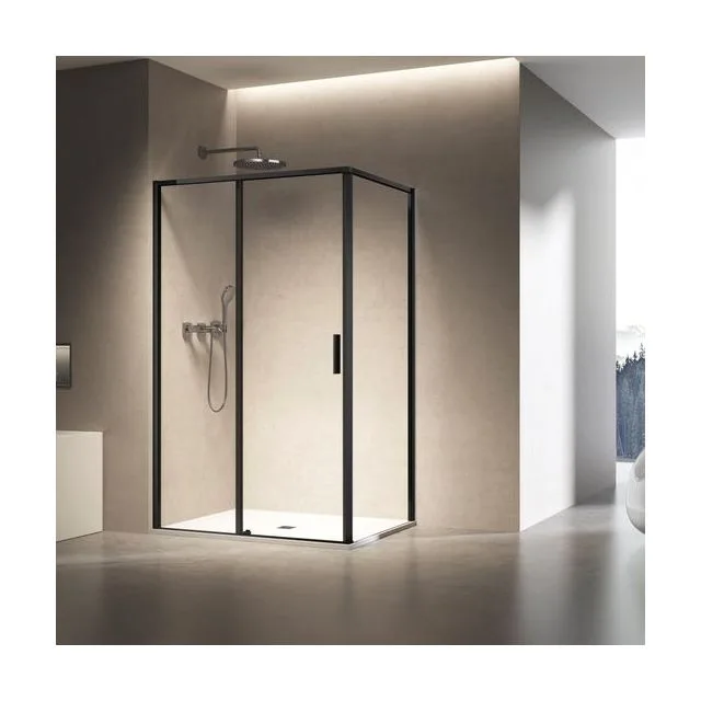 Душевой уголок Vincea Слим 8мм (Slim 8mm) VSR-6SL8013CLB 130х80 стекло прозрачное 8 мм профиль черный без поддона