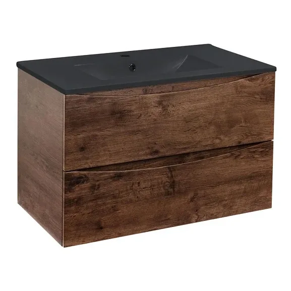 Тумба с раковиной Vincea Миа (Mia) 75 красное дерево (черная раковина)