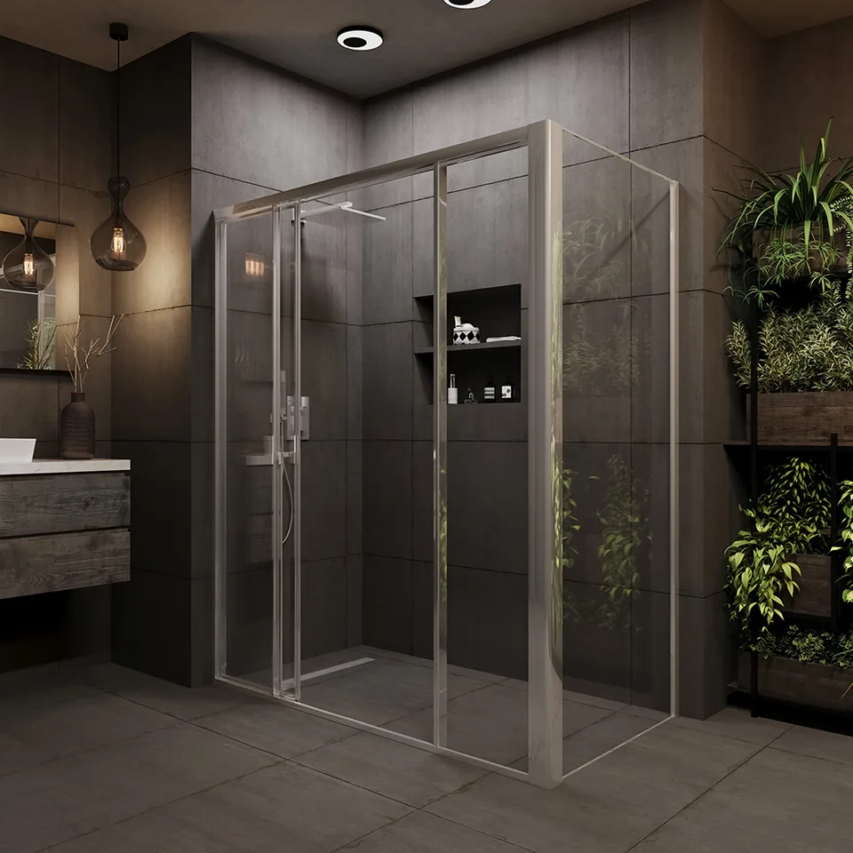 Боковая панель Veconi Premium Prato SP CH, 900x2000, хром, стекло прозрачное