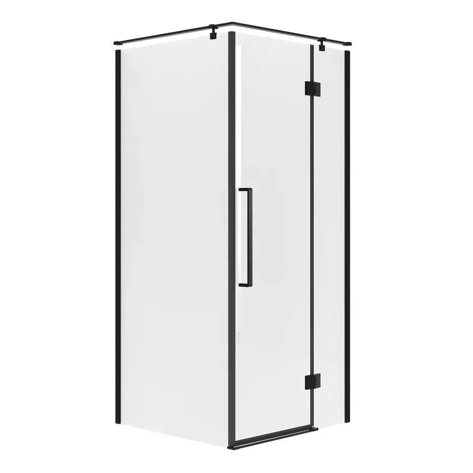 Душевое ограждение Niagara Nova NG-6832-34ВLACK (100х100х195) квадрат,черный матовый,двери распашные,стекло прозрачное,1 место