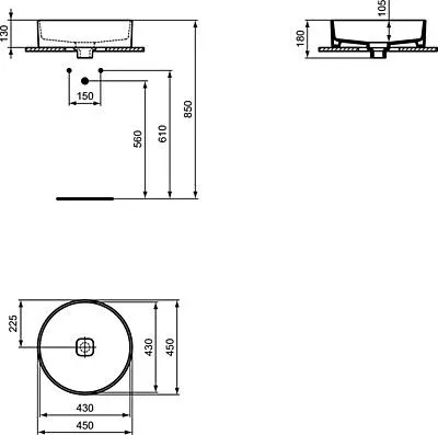 Накладная раковина Ideal Standard Strada II Round Vessel 45*45