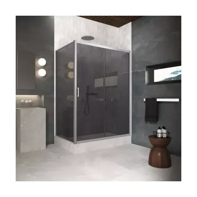 Душевой уголок ZP+ZPV Protec 150*75 07 07, профиль матовый хром, стекло графит