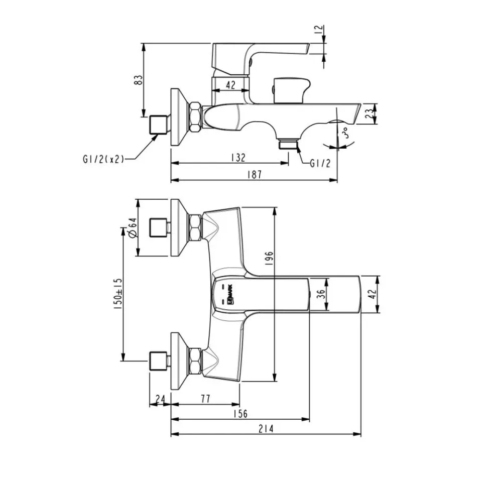 Смеситель Lemark Ursus LM7214BL для ванны и душа черный