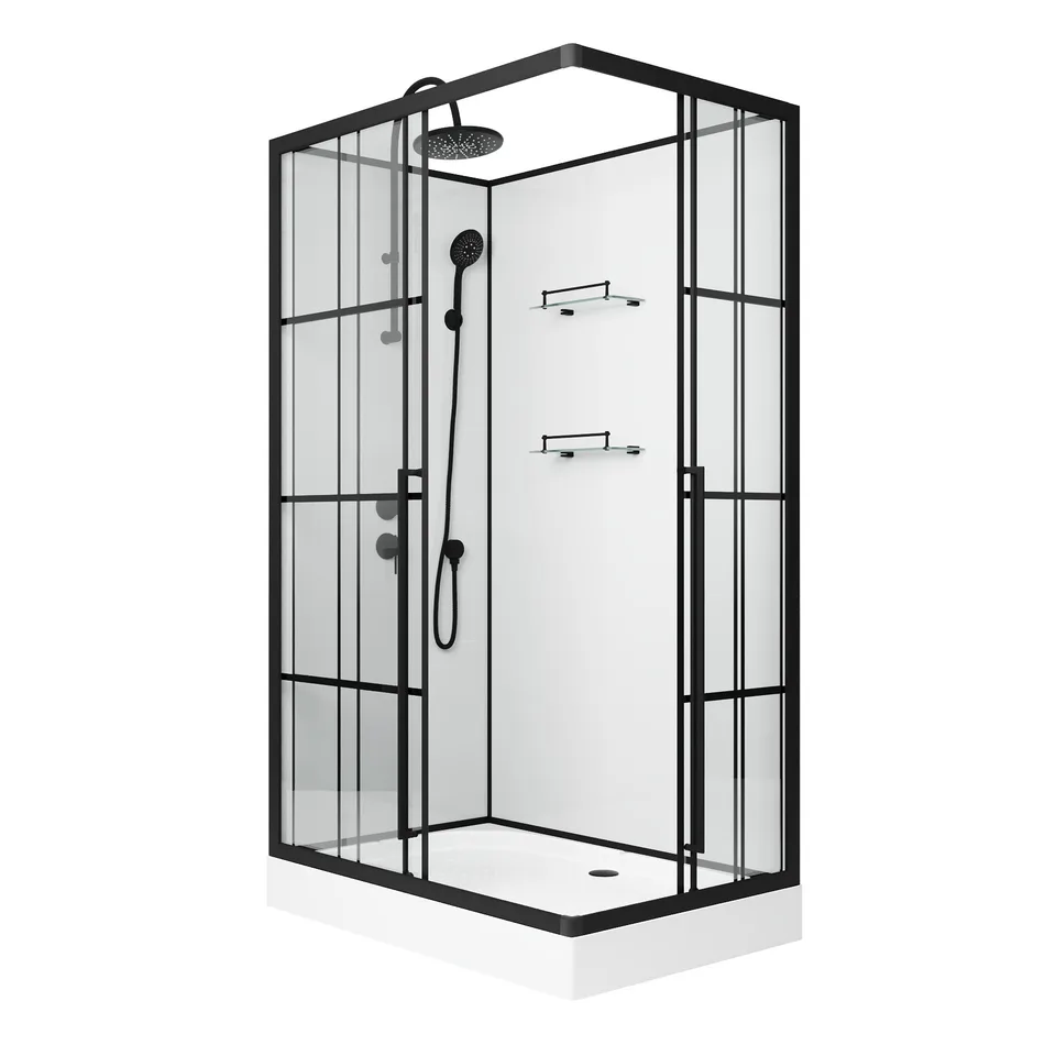 Душевая кабина Niagara Standart ST100/80/15QL/KL/BKT (100х80х225) низкий поддон(15см),черный,стекло прозрачное,3 места