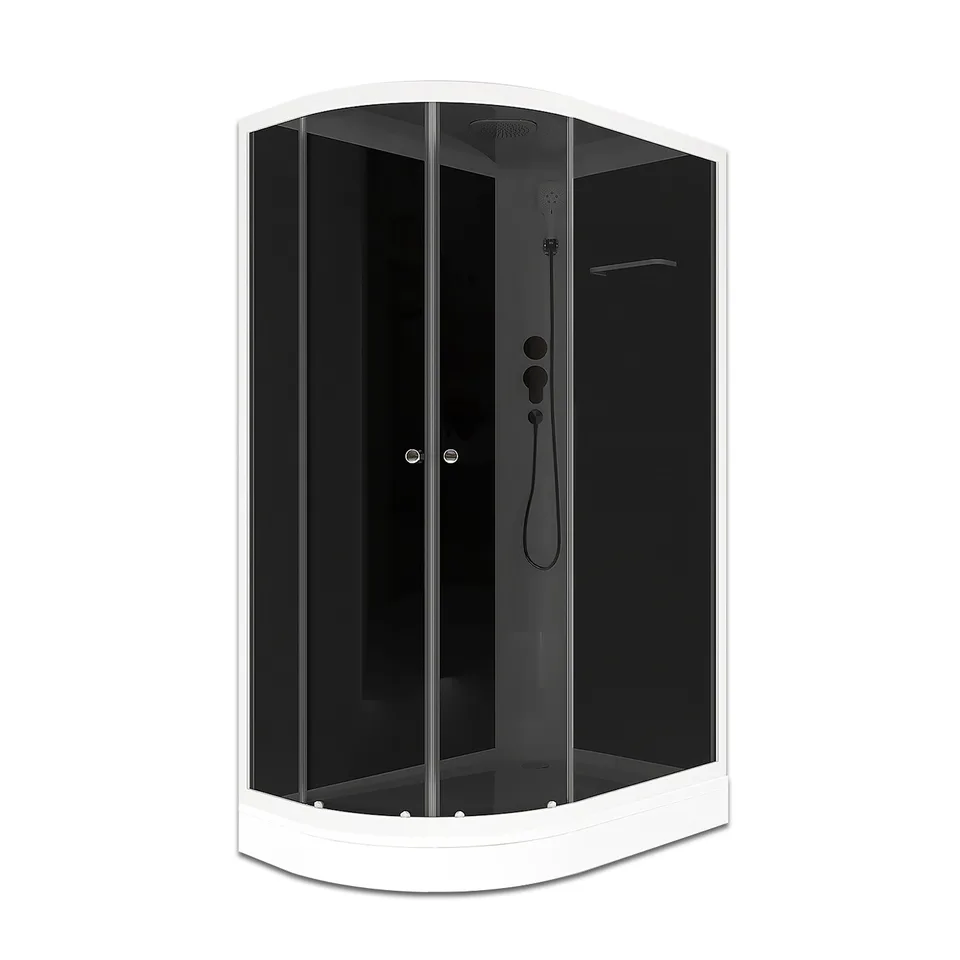 Душевая кабина Domani-Spa Delight Slim 128 (120х80 см), правое исполнение — черные стенки, тонированные стекла