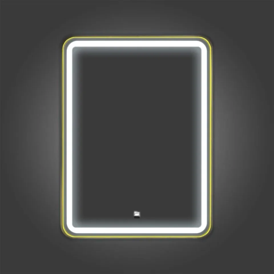 Зеркало Comforty Ситара 60 в алюм. раме, с LED-подсветкой, сенсор, антизапотевание. золото
