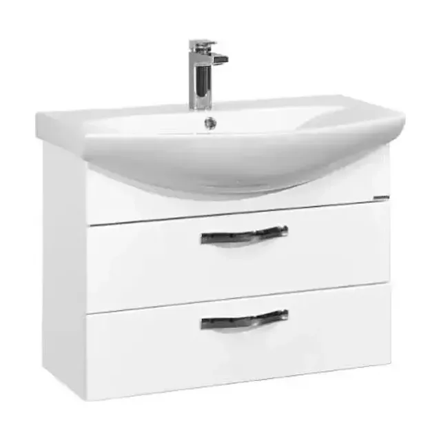 Тумба с раковиной Aquaton Ария 80М белый глянец