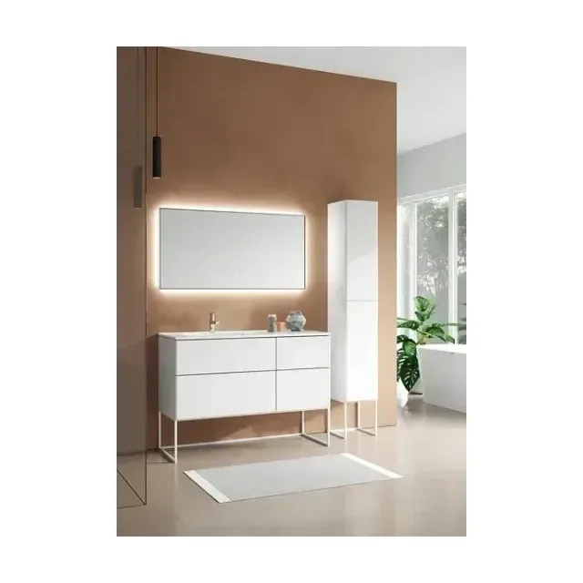 Комплект мебели SanVit Лира 120 L белый глянец/на выбор без рам, с открытием Push-To-Open (раковина со смещением r9120 L)