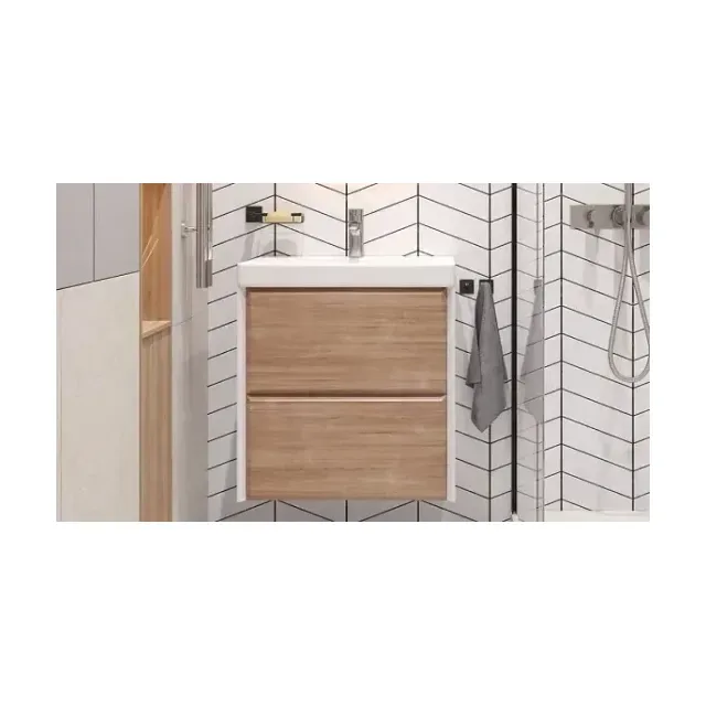 Тумба с раковиной Velvex Gesso 60 дуб сонома/белый подвесная