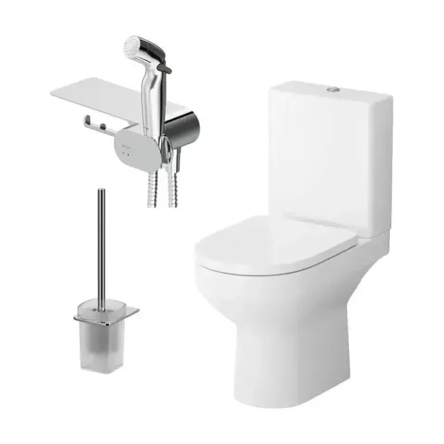 Унитаз-компакт AM.PM Spirit V2.0 39*63 безободковый с крышкой-сиденьем микролифт, гигиеническим душем и ершиком