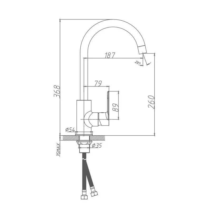 Смеситель Haiba HB70505-3 для кухни оружейная сталь