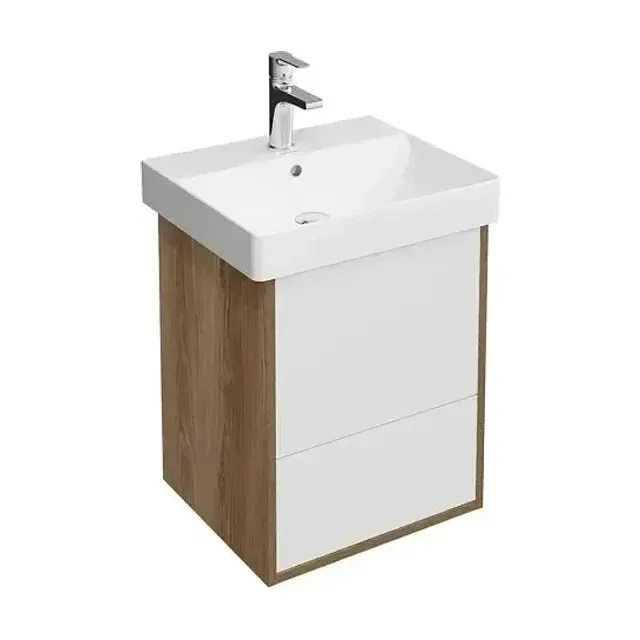 Тумба с раковиной Kerama Marazzi Pro 50 белая/швейцарский вяз, 2 ящика