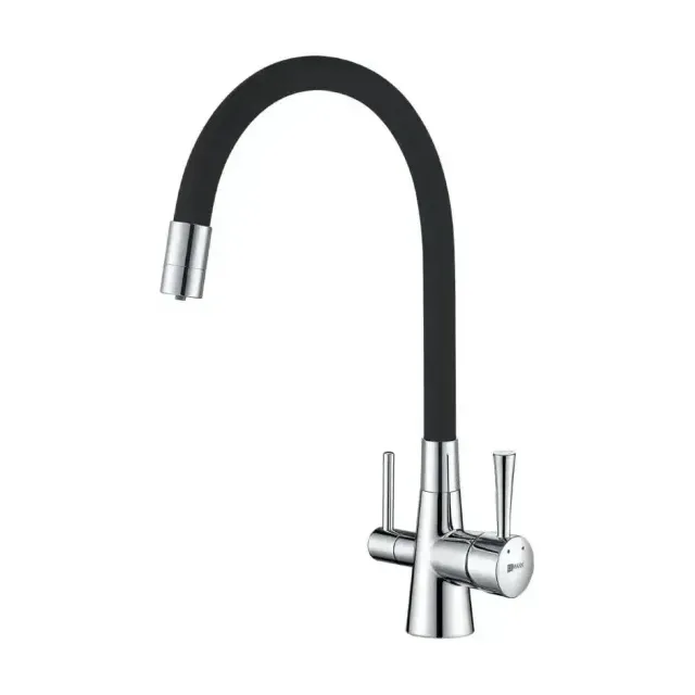 Смеситель Lemark Comfort LM3075C для кухни с функцией подключения фильтра и гибким изливом хром/черный