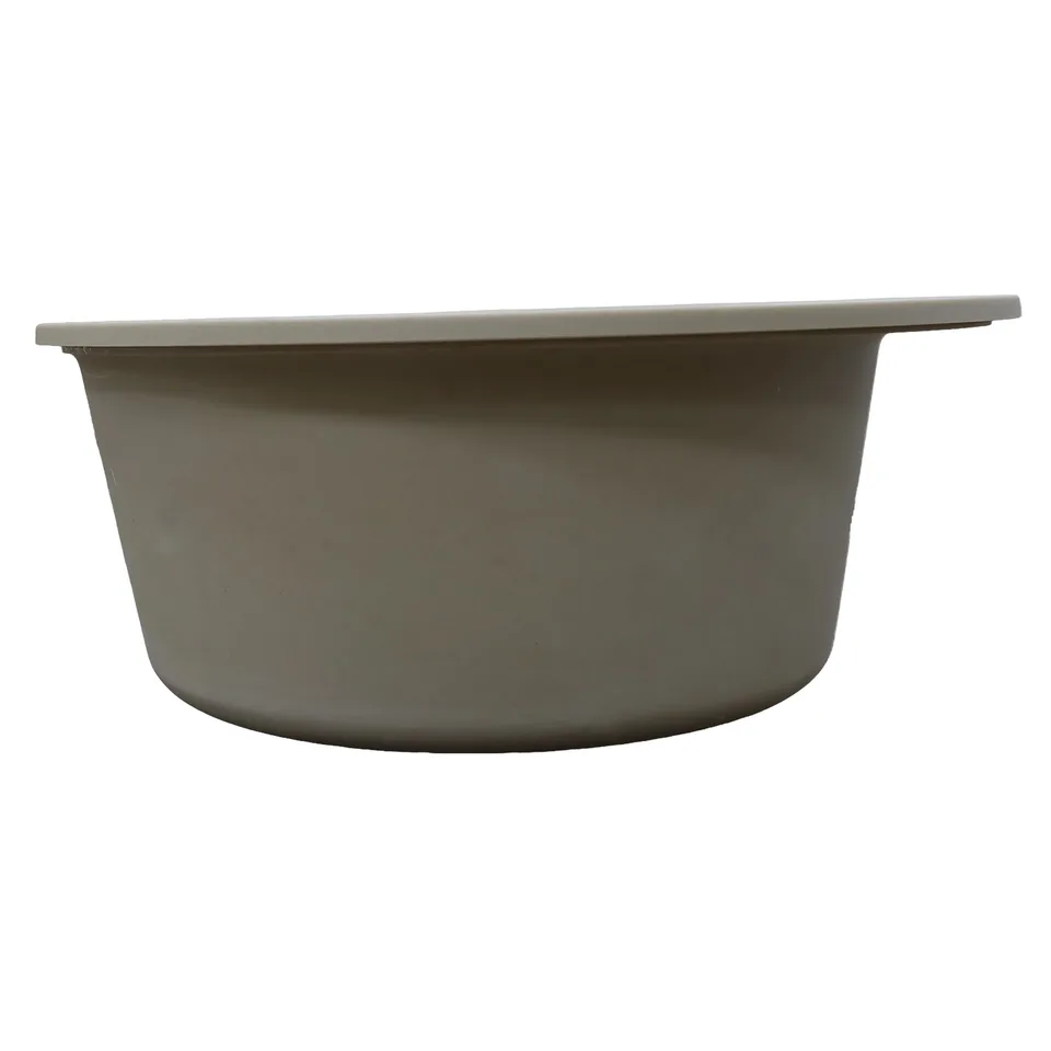 Кухонная мойка AZARIO Sivas 480х480х197 кварцевая, круглая, сифон в комплекте, цвет Песочный (CS00097655)