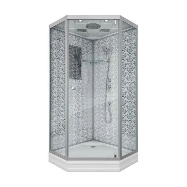 Душевая кабина Niagara Luxe NG-7702DW (100x100х210) низкий поддон(15см),дверь распашная,стенки серебро
