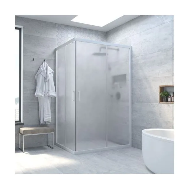 Душевой уголок ZA-F NOVO h2000 100*95 01 10, профиль белый, стекло сатин