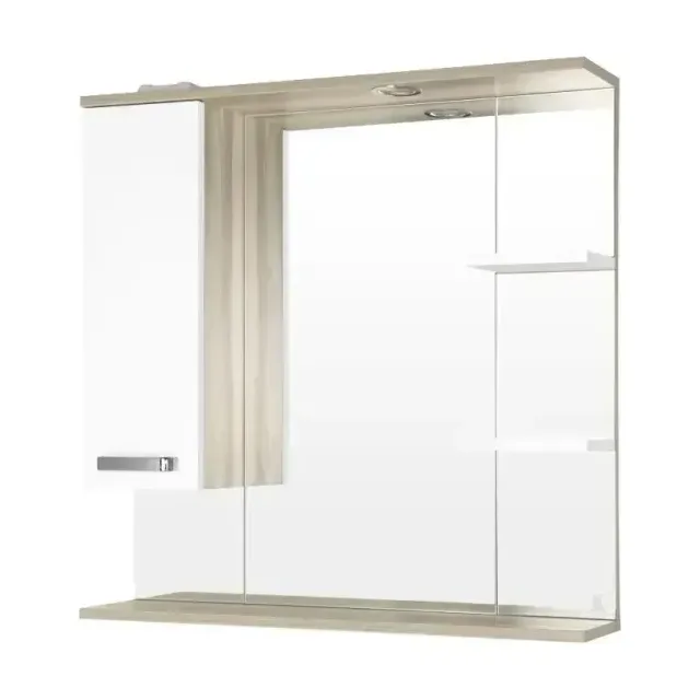 Зеркало-шкаф Style Line Ориноко 80/С L с Led-подсветкой белый/светлое дерево