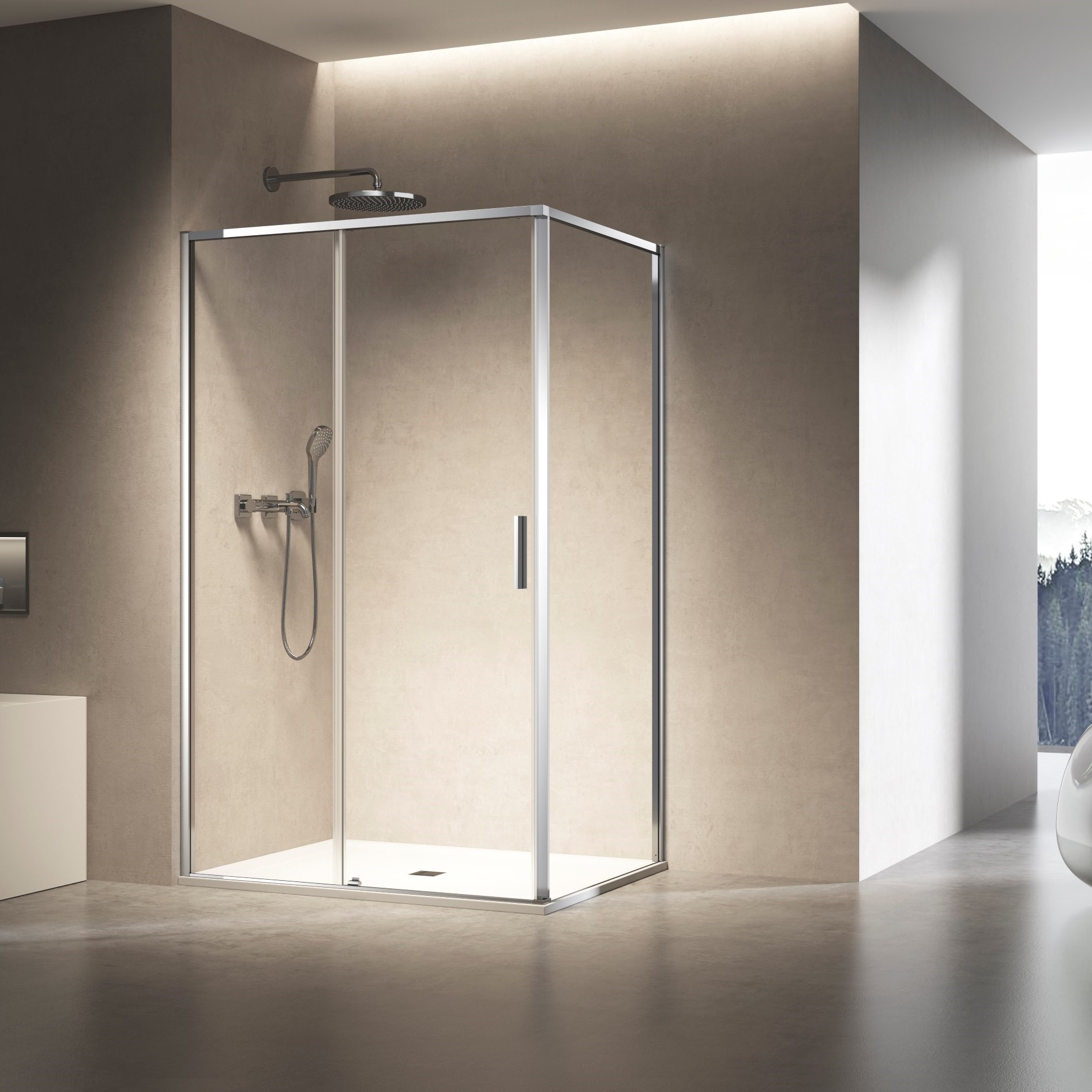 Душевой уголок Vincea Слим 8мм (Slim 8mm) VSR-6SL9014CL 140х90 стекло прозрачное 8 мм профиль хром без поддона