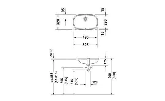 Встраиваемая раковина Duravit D-Code 52,5*32