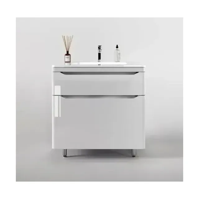 Тумба с раковиной Style Line Марелла Люкс 80 напольная белый глянец